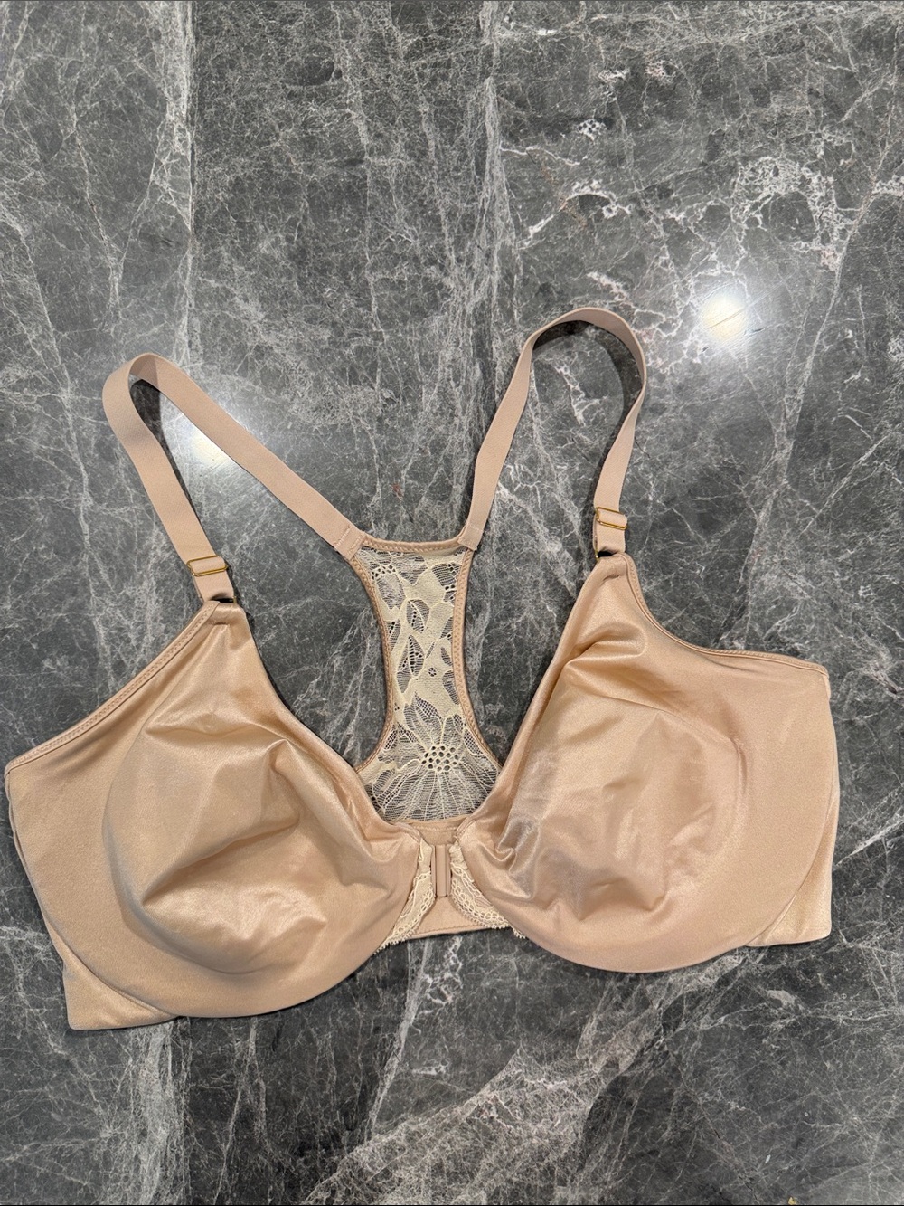 Lilyette Beige Lace-Racerback Full Coverage Bra